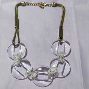 Talbots Gold Necklace with Bold Transparent Discs